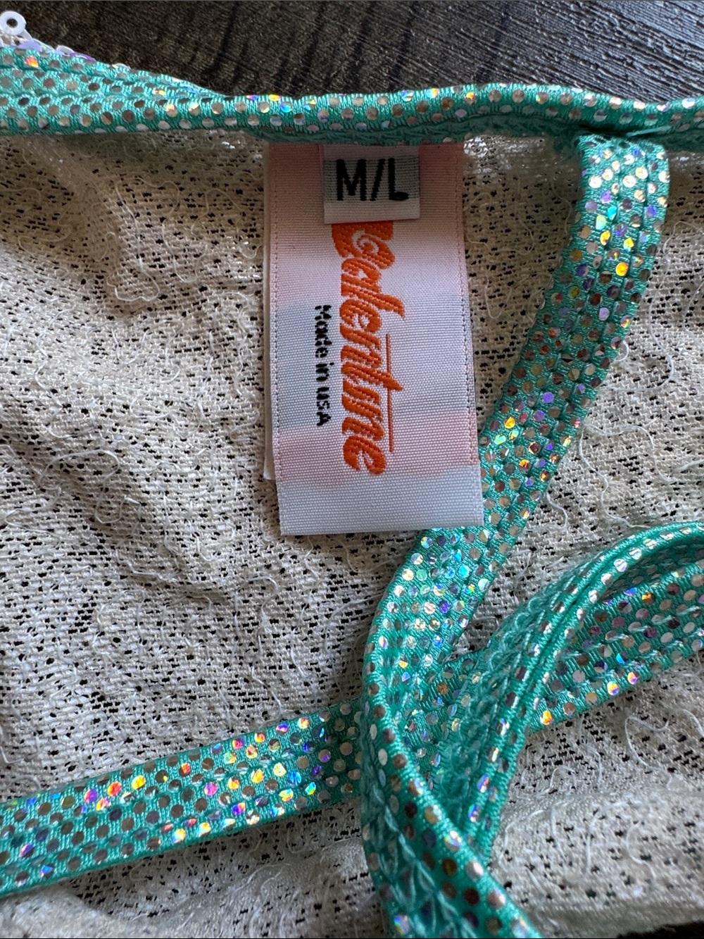 IHeartRaves Sequin Bralette and Skirt Set - Iridescent Mint - Picture 3 of 3